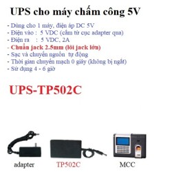 Bộ cấp nguồn lưu điện dự phòng mất điện cho máy chấm công 5V UPS-TP502AN-C, UPS DC mini
